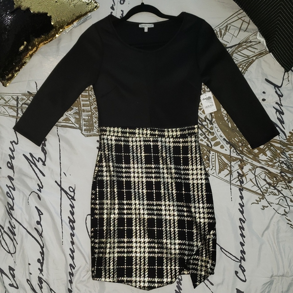 Black & Gold Checkered Dress